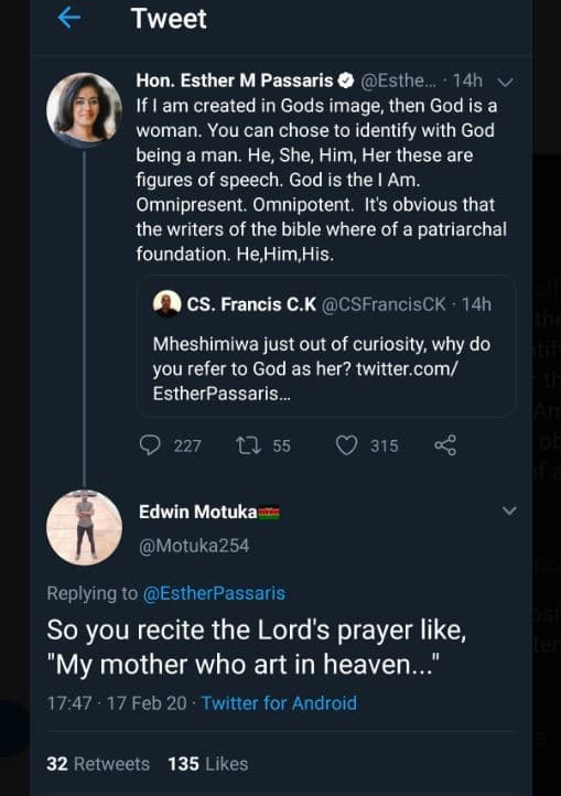 Tweet hon. esther m passaris esthe. 14h if am created in gods image then god is