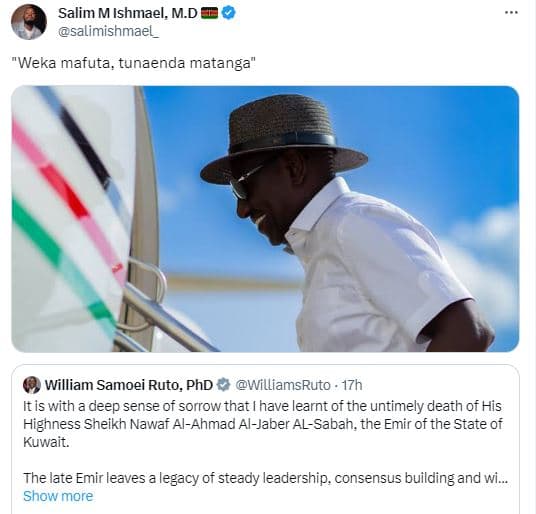 Salim m ishmael, m.d salimishmael_ 'weka mafuta, tunaenda matanga william samoei