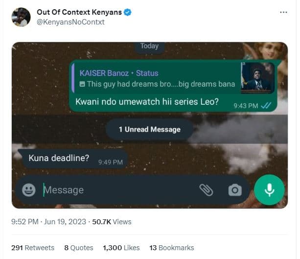 Out of context kenyans kenyansnocontxt today kaiser banoz status this guy had dr