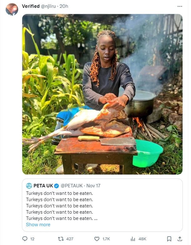 Verified njiiru . 2oh peta uk petauk nov 17 turkeys don'twant to be eaten. turke