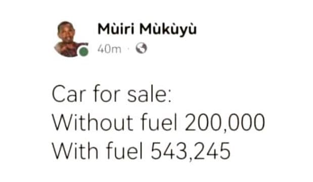 Muiri mukuyu 4om car for sale without fuel 200,000 with fuel 543,245