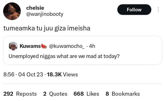 Chelsie wanjinobooty follow tumeamka tu juu giza imeisha kuwams kuwamocho 4h une
