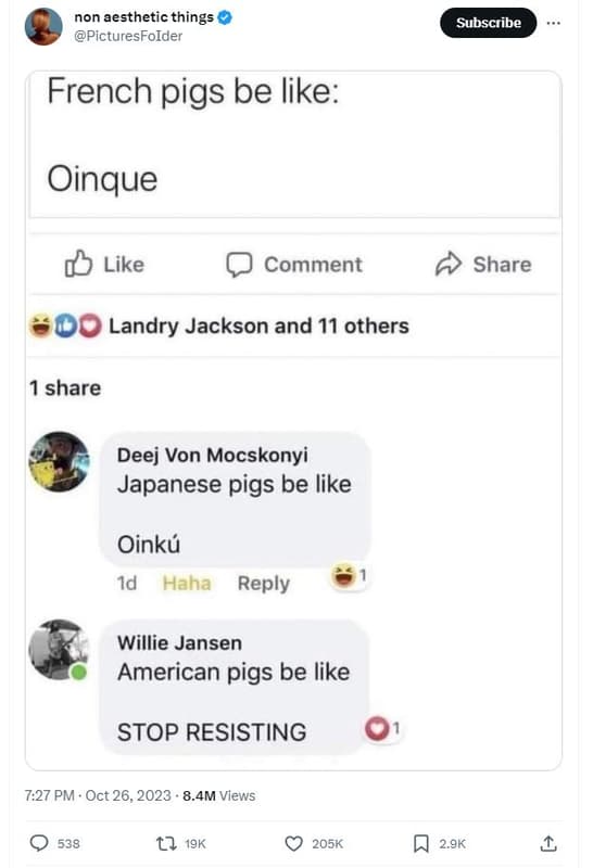 Non aesthetic things picturesfoider subscribe french pigs be like oinque like co