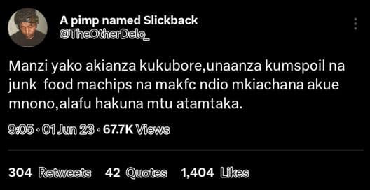 A pimp named slickback theothedelo manzi yako akianza kukubore,unaanza kumspoil