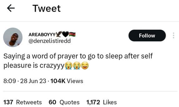 Tweet areaboyyy denzelistiredd follow saying a word of prayer to g0 to sleep aft