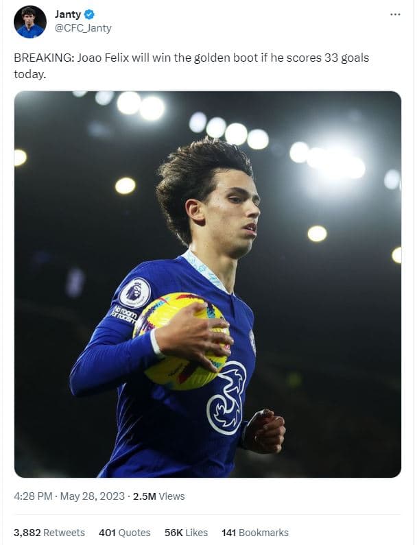 Janty cfc_janty breaking joao felix will win the golden boot if he scores 33 goa