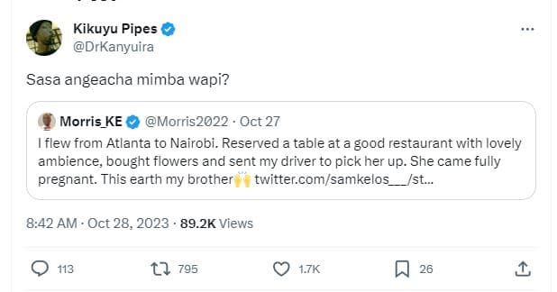 Kikuyu pipes drkanyuira sasa angeacha mimba wapi? morris_ke morris2022 . oct 27