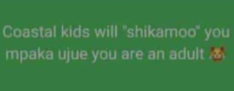 Coastal kids will shlkamoo you mpaka ujue you are an adult