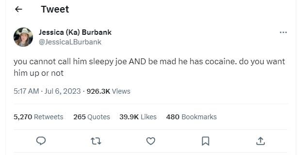Tweet jessica ka burbank jessicalburbank you cannot call him sleepy joe and be m