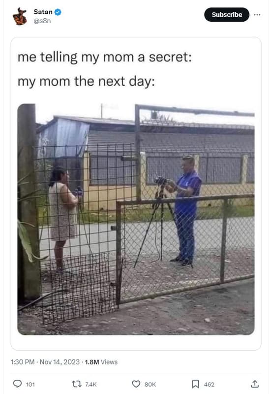 Satan s8n subscribe me telling my mom a secret my mom the next day 1.30 pm nov 1