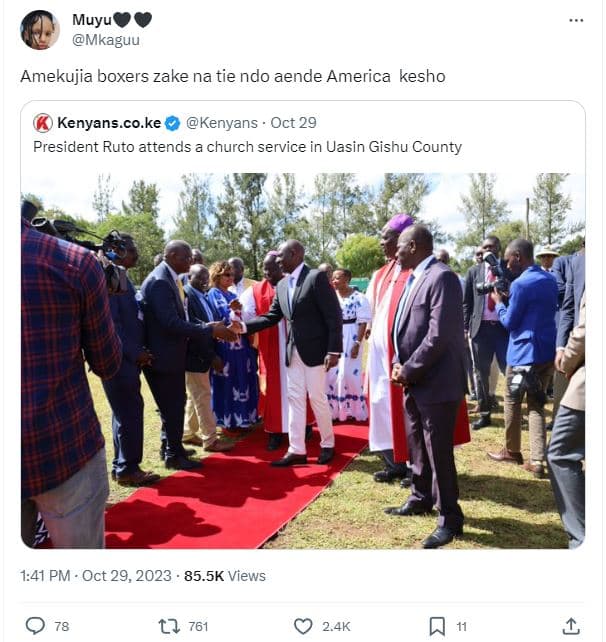 Muyu mkaguu amekujia boxers zake na tie ndo aende america kesho kenyans.co.ke ke