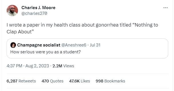 Charles moore charles270 wrote a paper in my health class about gonorrhea titled