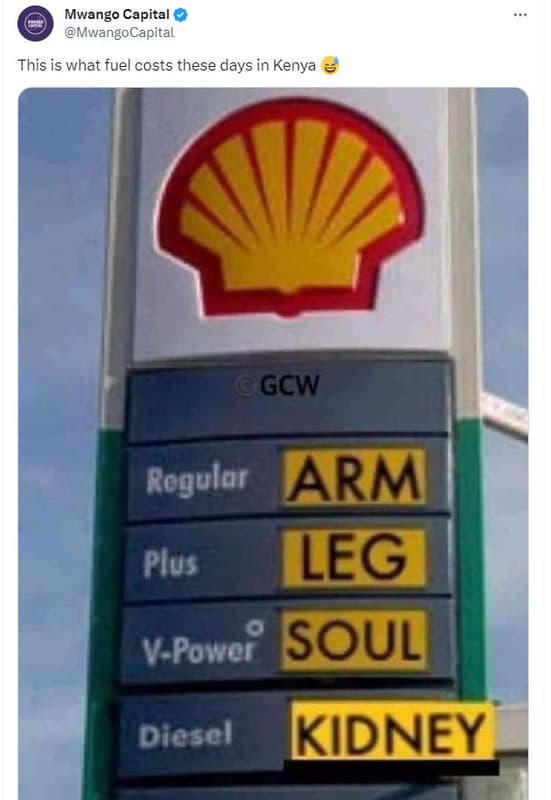 Mwango capital mwangocapital this is what fuel costs these days in kenya gcw rog
