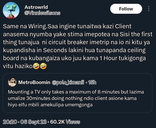 Astrowrld vinniewilsons follow same na wiring saa ingine tunaitwa kazi client an
