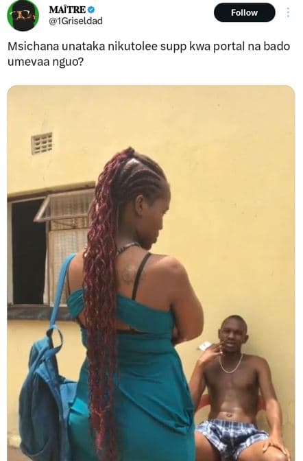 Maitre 1griseldad follow msichana unataka nikutolee supp kwa portal na bado umev