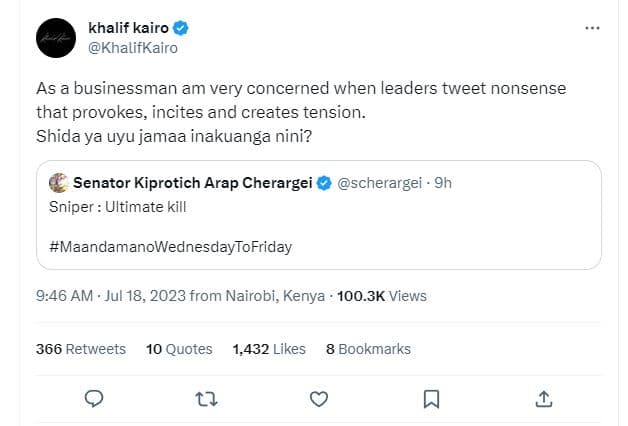 Khalif kairo khalifkairo as a businessman am very concerned when leaders tweet n