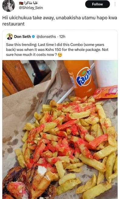 Il4 shirley_sein follow hii ukichukua take away unabakisha utamu hapo kwa restau