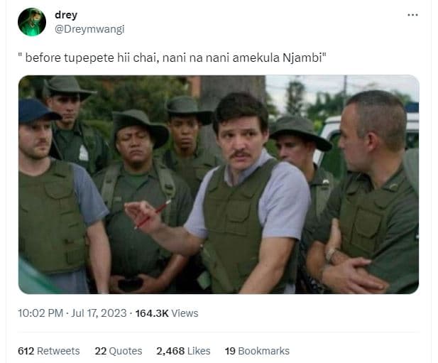 Drey dreymwangi before tupepete hii chai, nani na nani amekula njambi 10.02 pm j