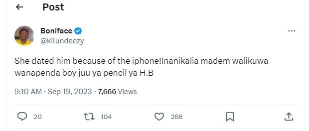 Post boniface kilundeezy she dated him because of the iphonellnanikalia madem wa