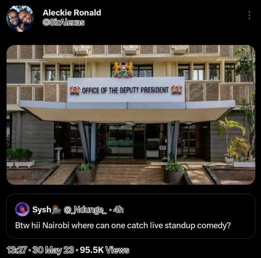 Aleckie ronald siralexas 'office of the defuty presideiit sysh ndunge 4h btw hii