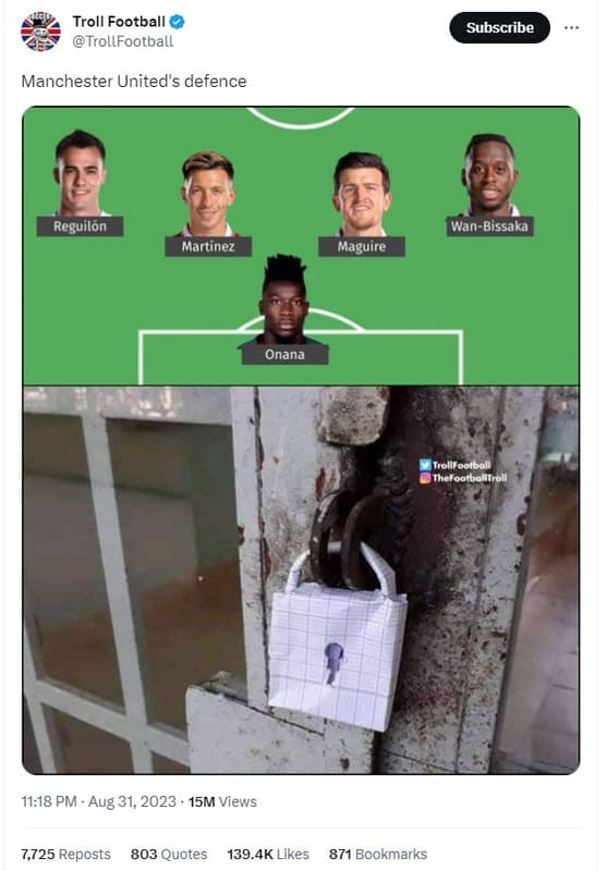 Troll football trollfootball subscribe manchester united's defence reguilón wanb