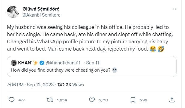 Olüwá sémílóóré akanbi_semilore my husband was seeing his colleague in his offic