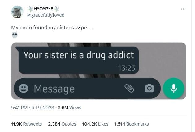Hopppe gracefullyloved my mom found my sister's vape_ your sister is a drug addi