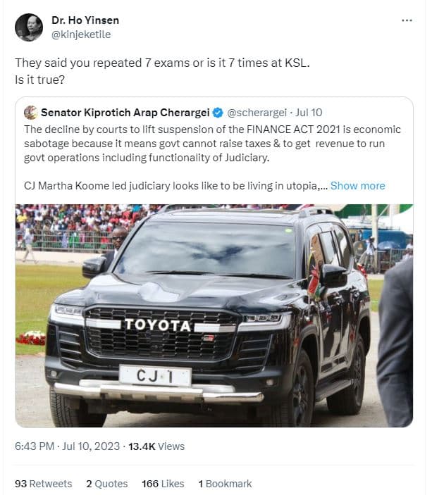 Dr. ho yinsen kinjeketile they said you repeated 7 exams or is it 7 times at ksl