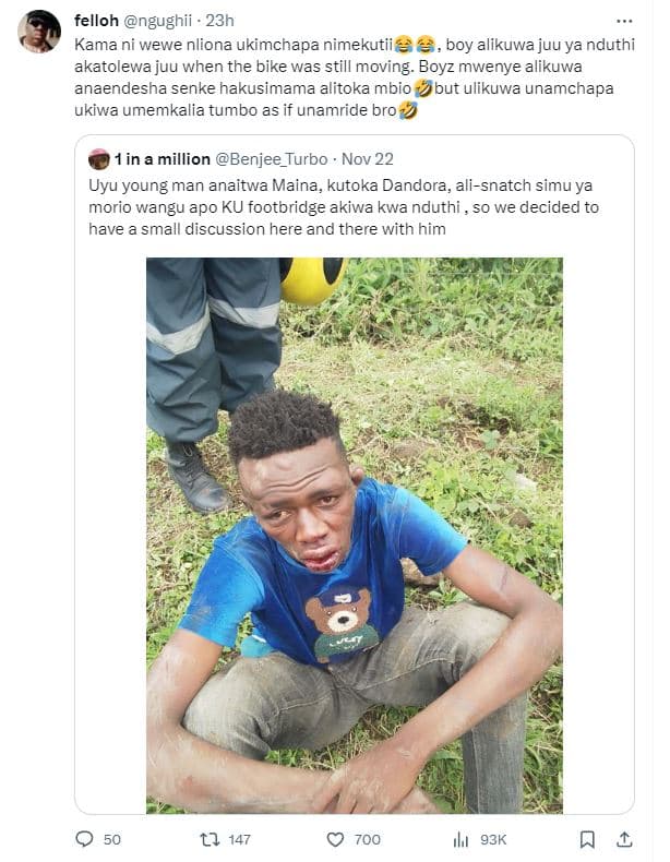 Felloh ngughii . 23h kama ni wewe nliona ukimchapa nimekutii boy alikuwa juu ya