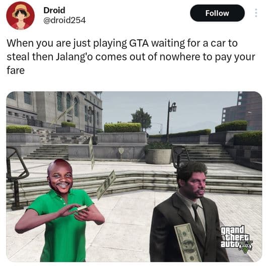 Droid droid254 follow when you are just playing gta waiting for a car to steal t