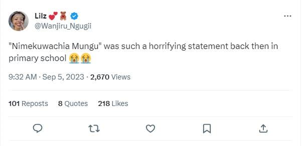 Lilz wanjiru_ngugii nimekuwachia mungu was such a horrifying statement back then