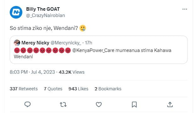 Billy the goat _crazynairobian so stima ziko nje wendani? mercy nicky mercynicky