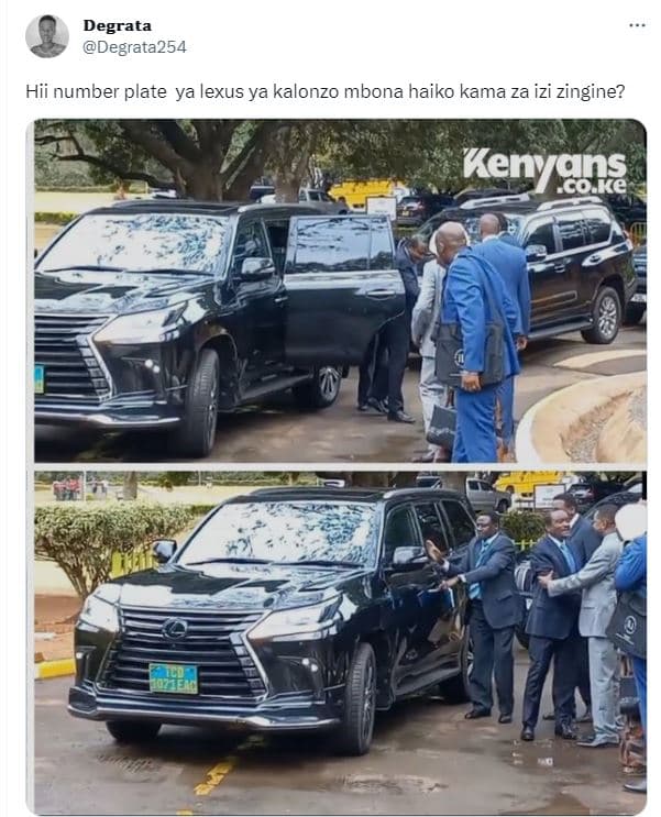 Degrata degrata254 hii number plate ya lexus ya kalonzo mbona haiko kama za izi