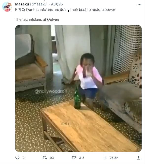 Masaku masaku_ aug 25 kplc our technicians are doing their best to restore power