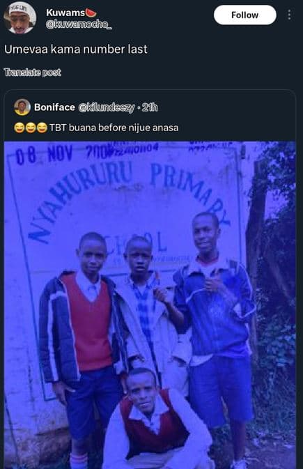 Kuwams kuuumoch follow umevaa kama number last taslate post boniface klundaezy 2