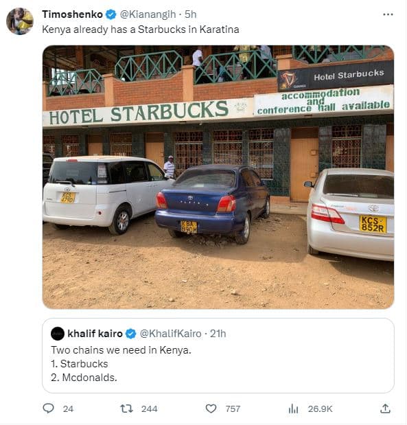 Timoshenko kianangih kenya already has starbucks in karatina hotel starbucks acc