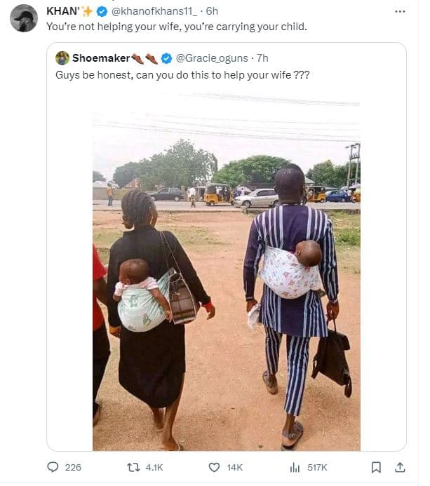 Khan' khanofkhansl1_ 6h you're not helping your wife you're carrying your child.