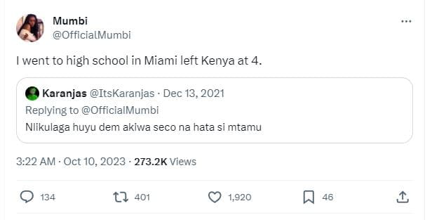 Mumbi officialmumbi went to high school in miami left kenya at 4 karanjas itskar