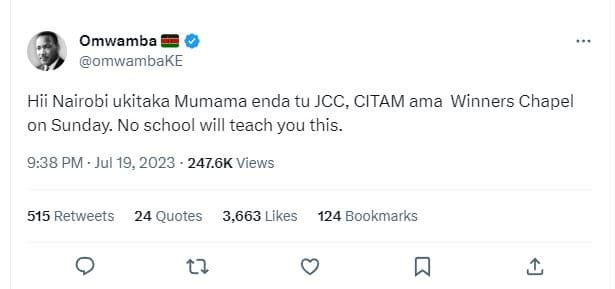 Omwamba omwambake hii nairobi ukitaka mumama enca tu jcc, citam ama winners chap