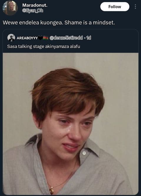 Maradonut. eyjanh follow wewe endelea kuongea. shame is a mindset. areaboyyy dan