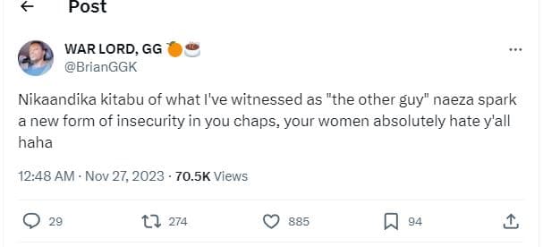 Post war lord, gg brianggk nikaandika kitabu of what i've witnessed as the other