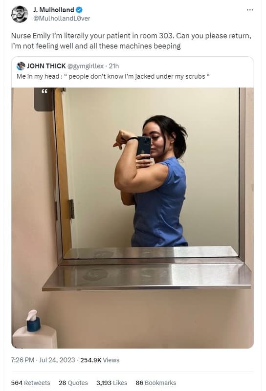 J mulholland mulhollandlover nurse emily l'm literally your patient in room 303.