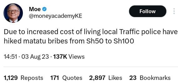 Moe moneyacademyke follow due to increased cost of living local traffic police h