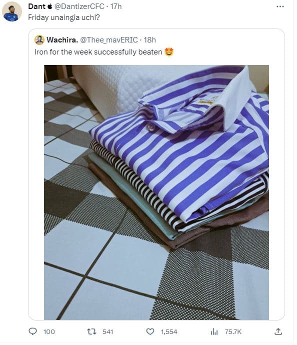 Dant dantizercfc 17h friday unaingia uchi? wachira. thee_maveric . 18h iron for