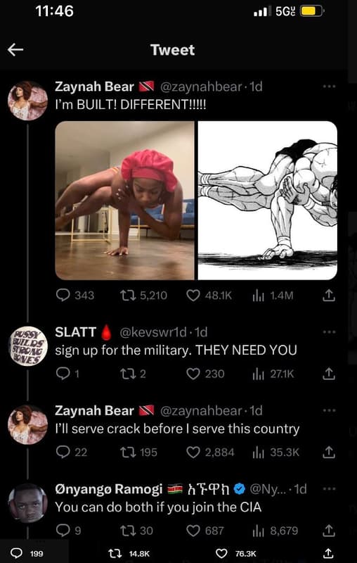 1146 5gg tweet zaynah bear zaynahbear . 1d im built! differenti!! 343 l? 5,210 4