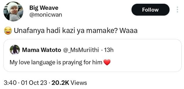 Big weave monicwan follow unafanya hadi kazi ya mamake? waaa mama watoto msmurii