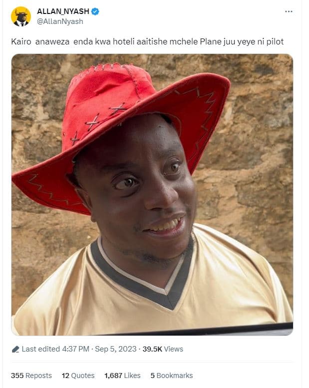 Allan_nyash allannyash kairo anaweza enda kwa hoteli aaitishe mchele plane juu y