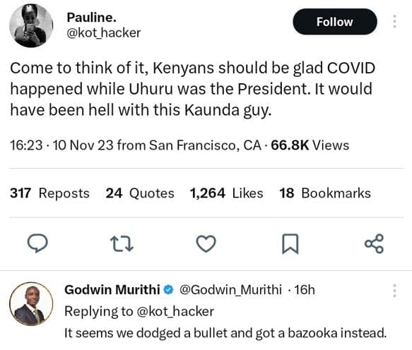 Pauline kot_hacker follow come to think of it, kenyans should be glad covid happ