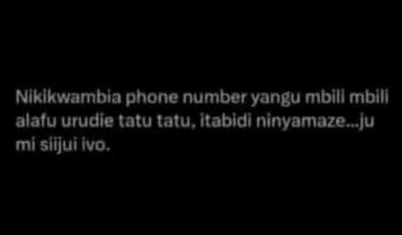 Niklkwambla phone number yangu mblll mbili alafu urudle tatu tatu, itabidl ninva
