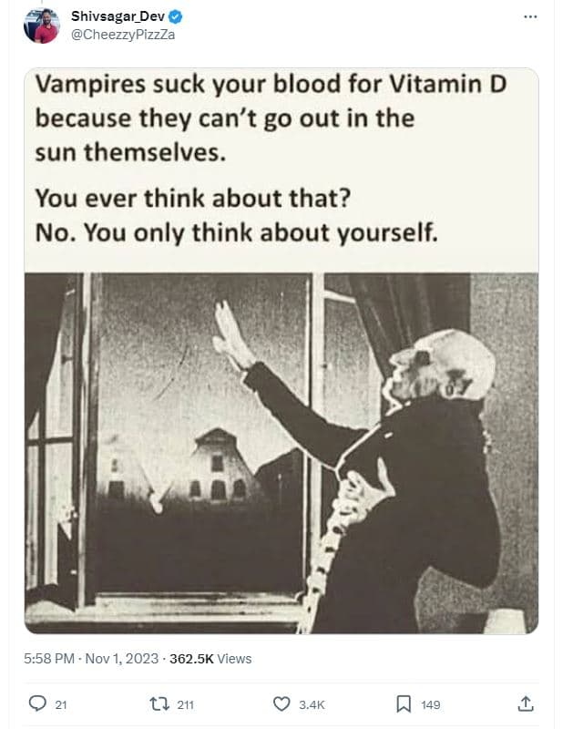 Shivsagar_dev cheezzypizzza vampires suck your blood for vitamin d because they